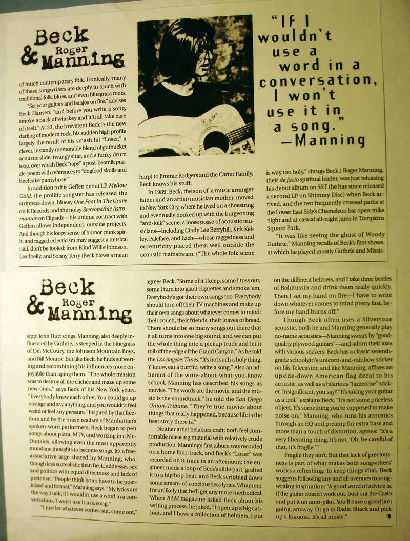 sIn Guitar Player Magazine with Beck '94